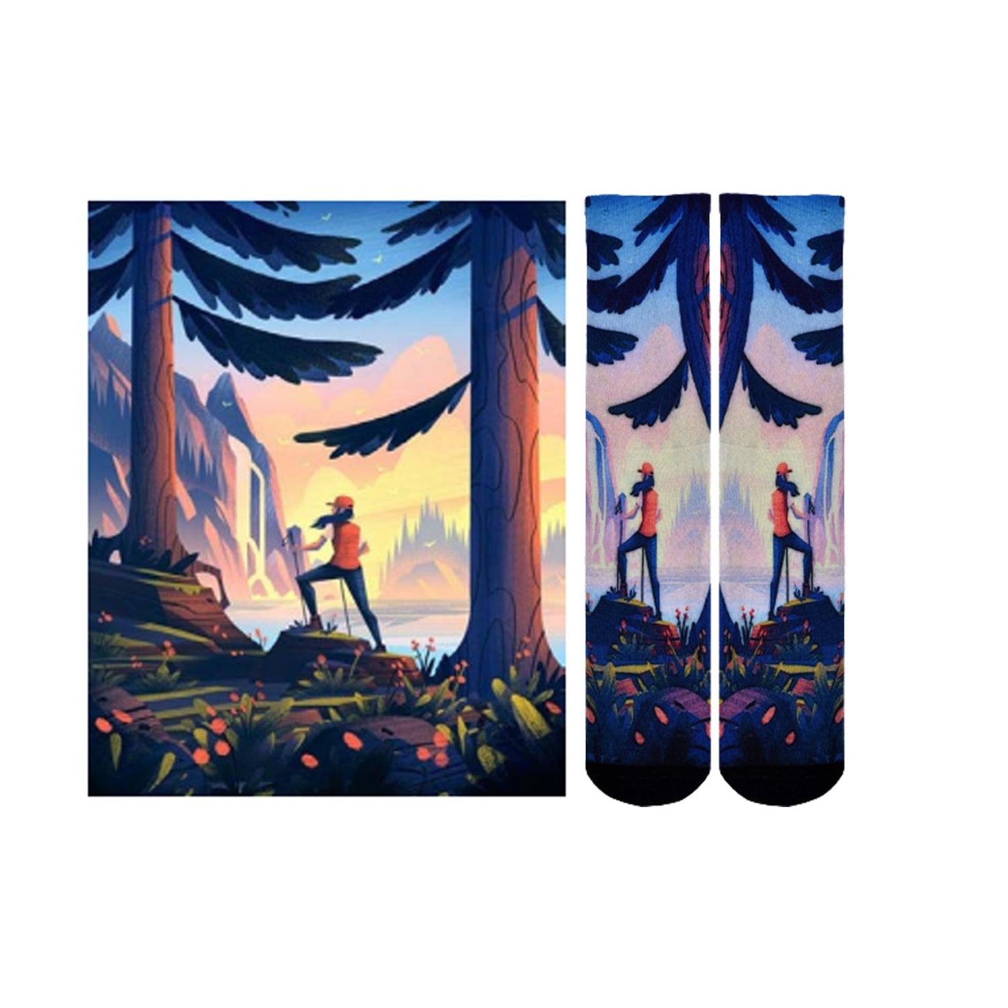 Sierra Socks Morning Hike Pattern CoolMax Socks, Nature Collection for