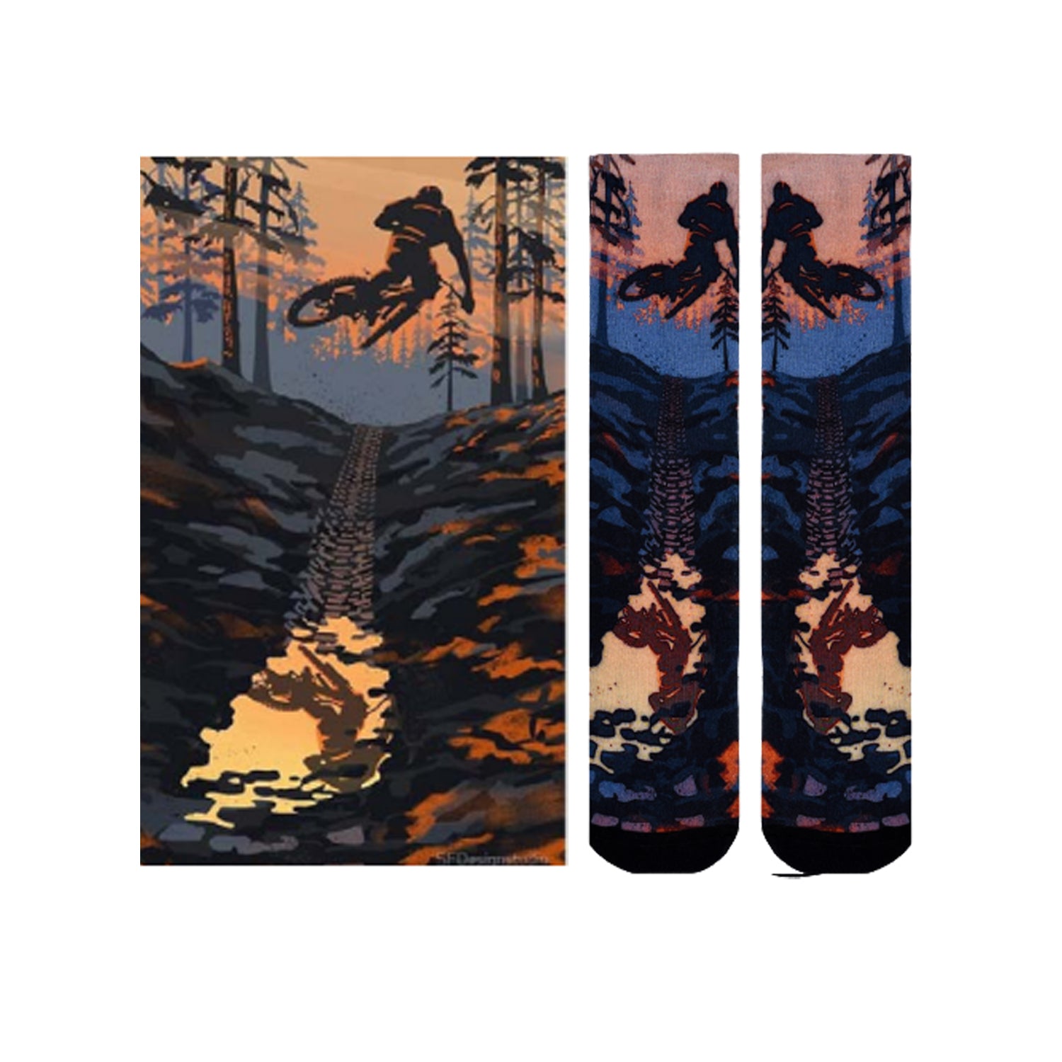 Sierra Socks Mud Bike Pattern CoolMax Socks, Nature Collection for Men