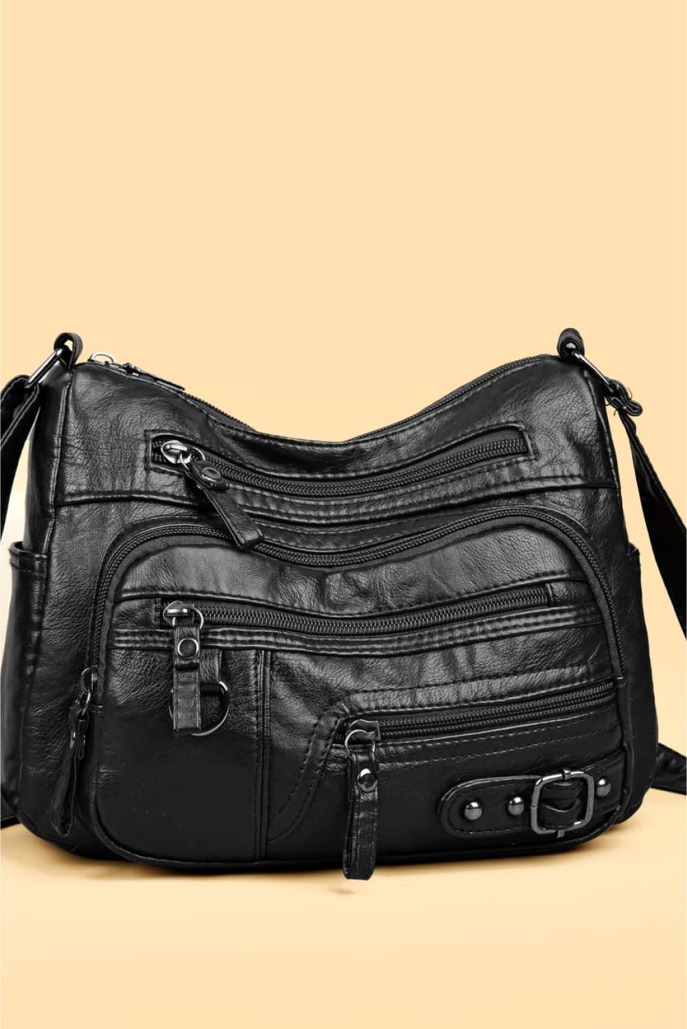 Multi-Pocket PU Leather Crossbody Bag - Clothes For Her Online Store