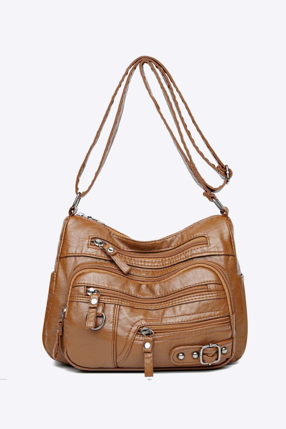 Multi-Pocket PU Leather Crossbody Bag - Clothes For Her Online Store