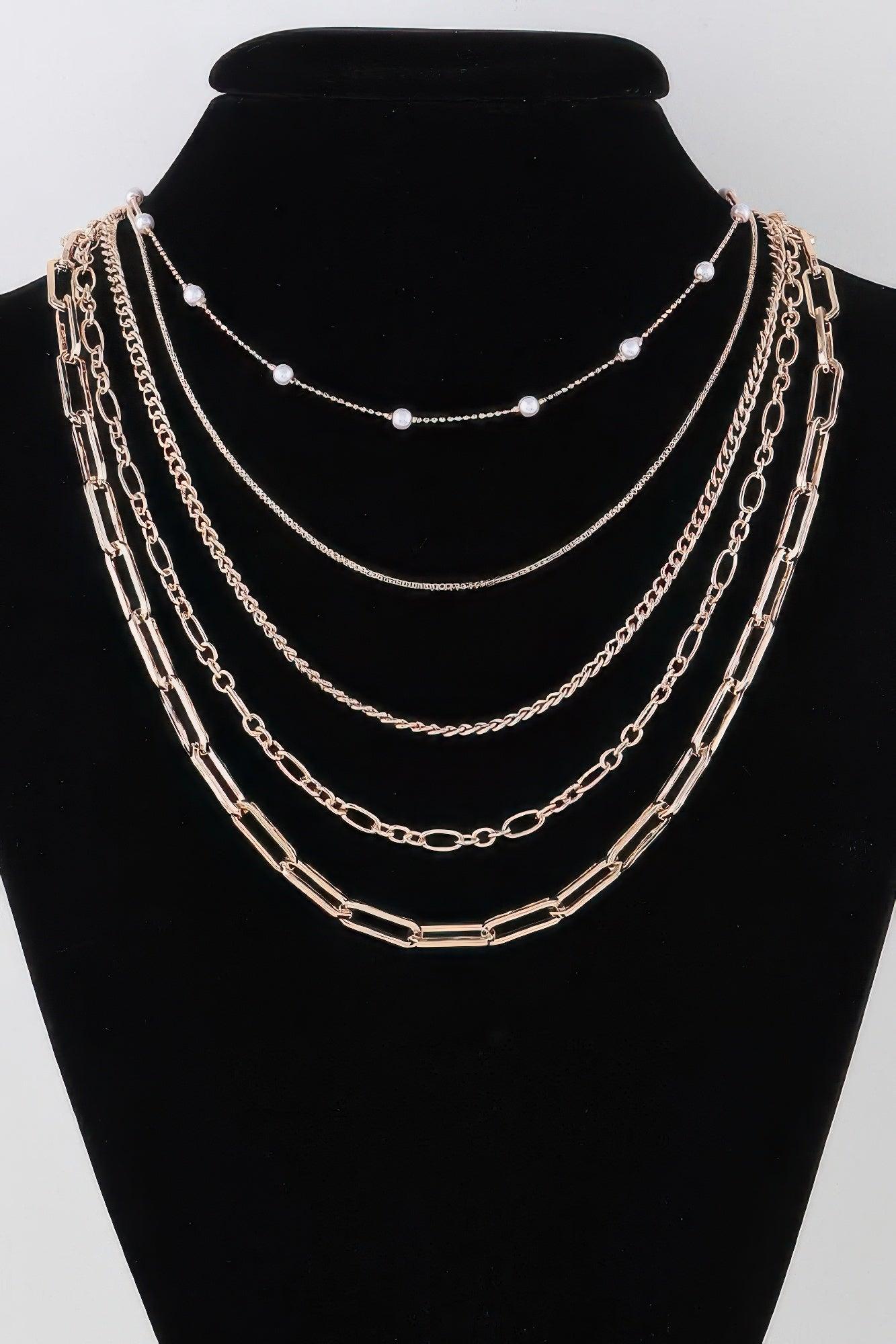 Multi Chain Drop Necklace - Clothes For Her Online Store