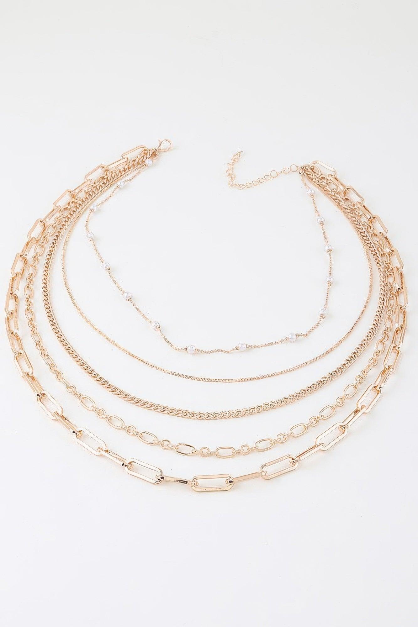 Multi Chain Drop Necklace - Clothes For Her Online Store