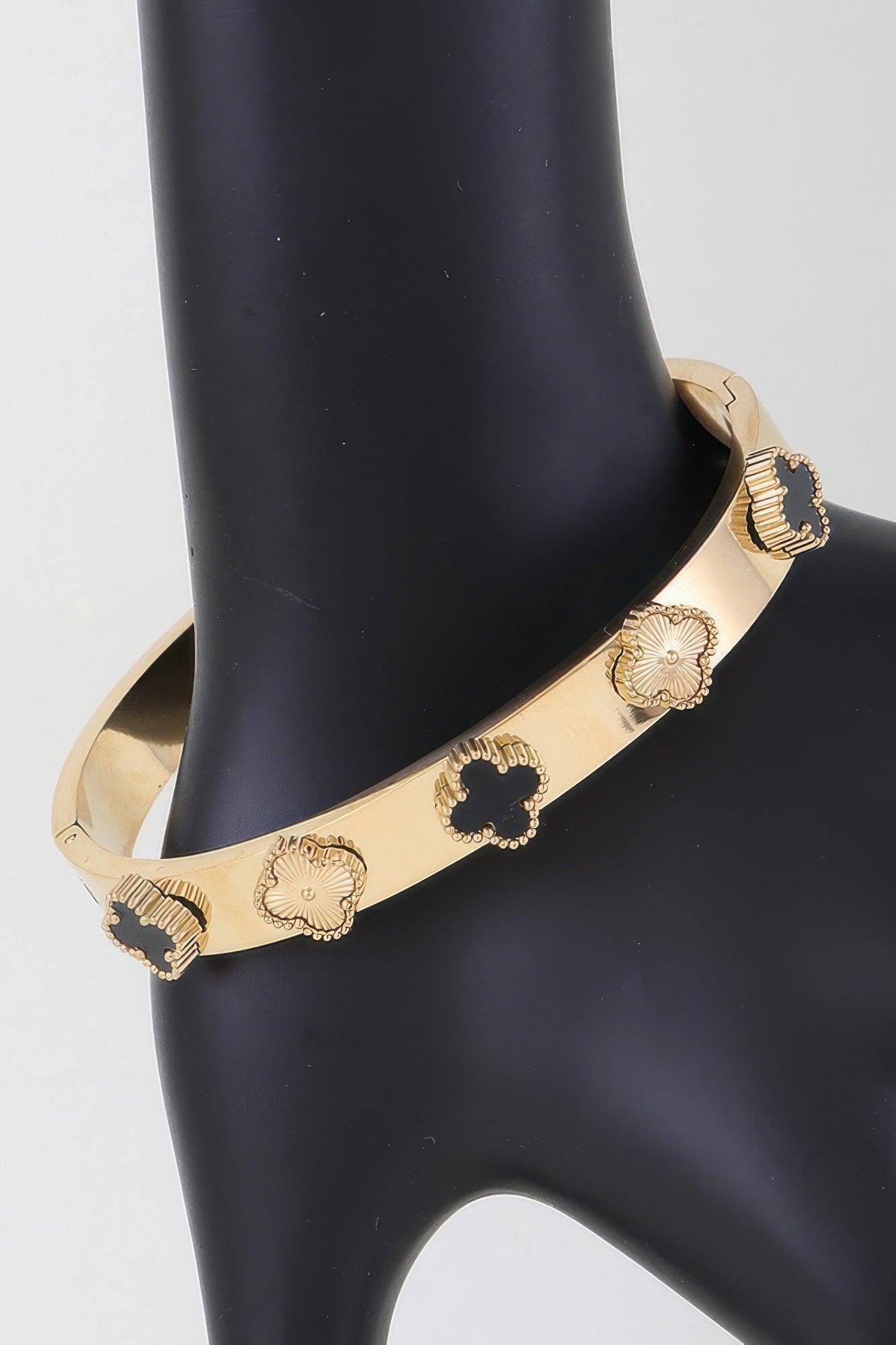 Multi Clover Charm Band Bracelet - Clothes For Her Online Store