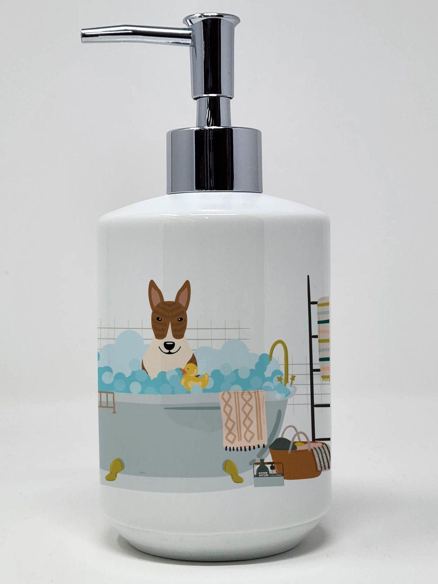 NEW Brindle Bull Terrier in Bathtub Ceramic Soap Dispenser Hand Soap Dispenser Pump Bottles for Bathroom Kitchen, Empty Refillable Liquid Soap Container - Clothes For Her Online Store