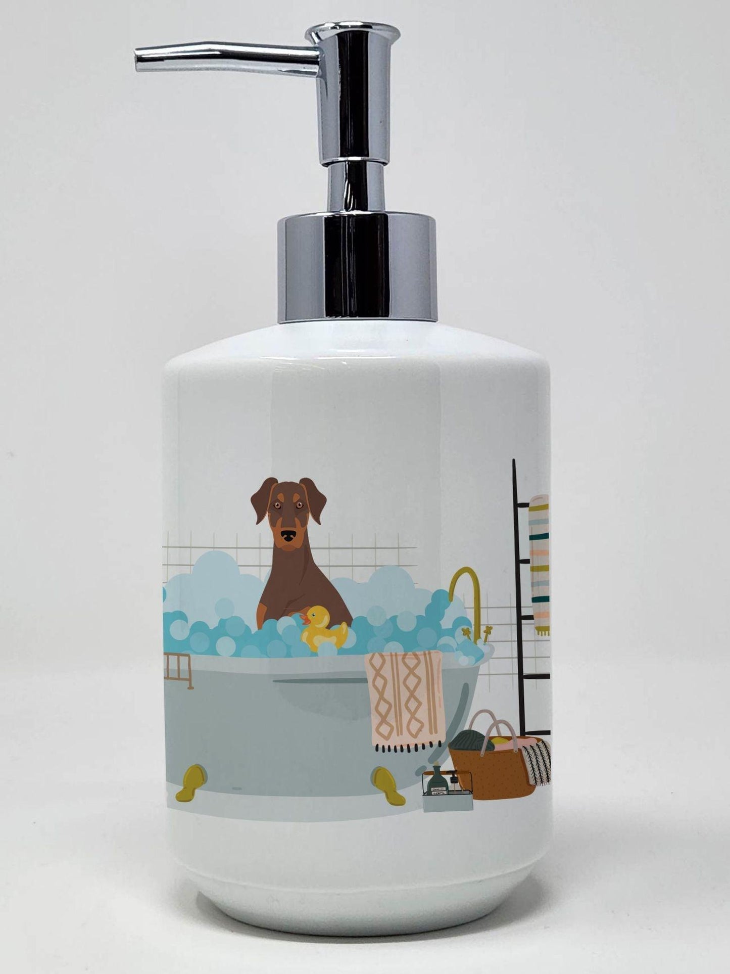 Natural Ear Red and Tan Doberman Pinscher Ceramic Soap Dispenser Hand Soap Dispenser Pump Bottles for Bathroom Kitchen, Empty Refillable Liquid Soap Container - Clothes For Her Online Store
