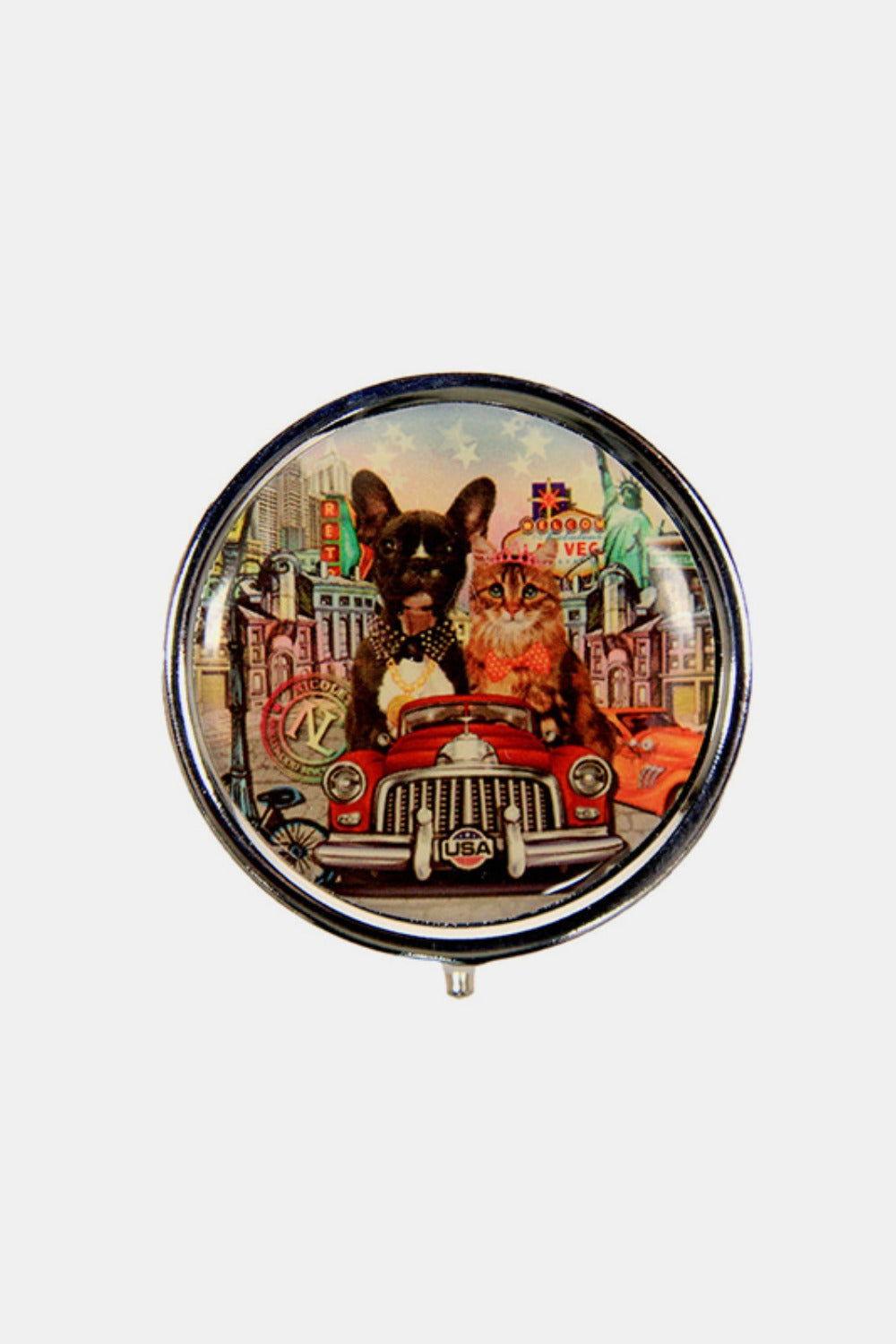 Nicole Lee USA Print Metallic Circular Small Pill Case - Clothes For Her Online Store