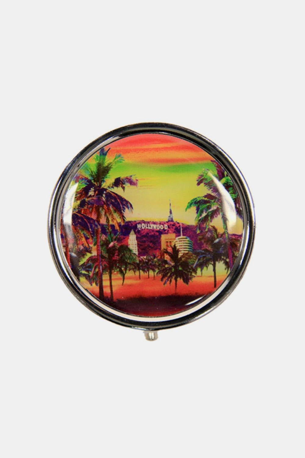 Nicole Lee USA Print Metallic Circular Small Pill Case - Clothes For Her Online Store