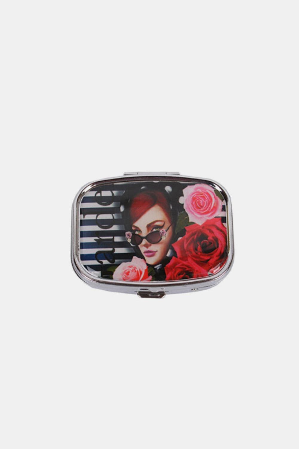 Nicole Lee USA Print Metallic Rectangular Pill Case - Clothes For Her Online Store