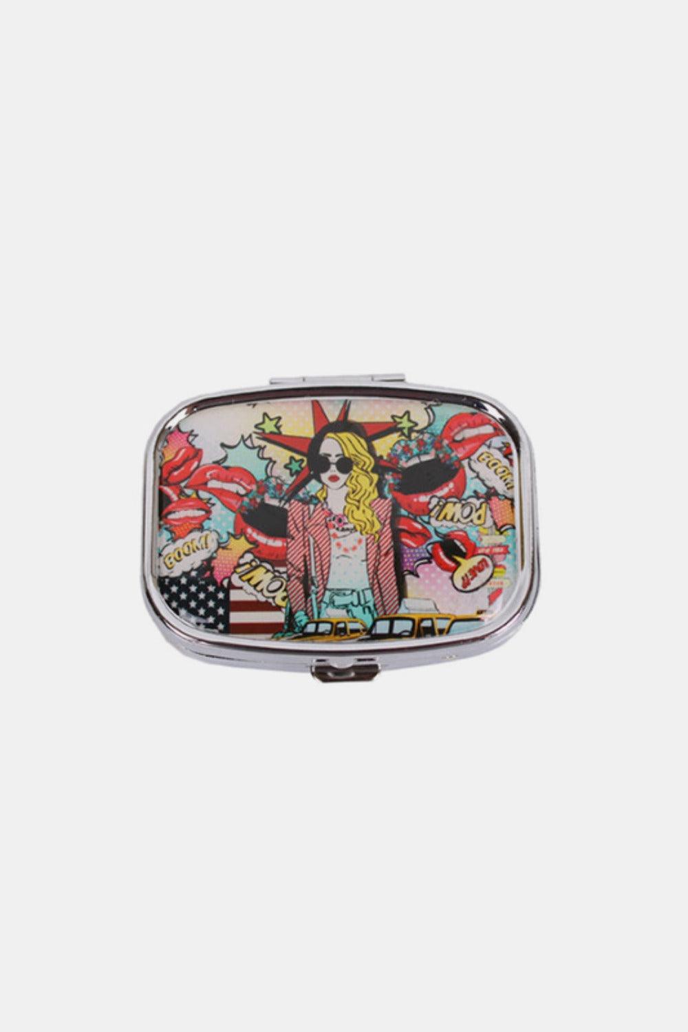 Nicole Lee USA Print Metallic Rectangular Pill Case - Clothes For Her Online Store