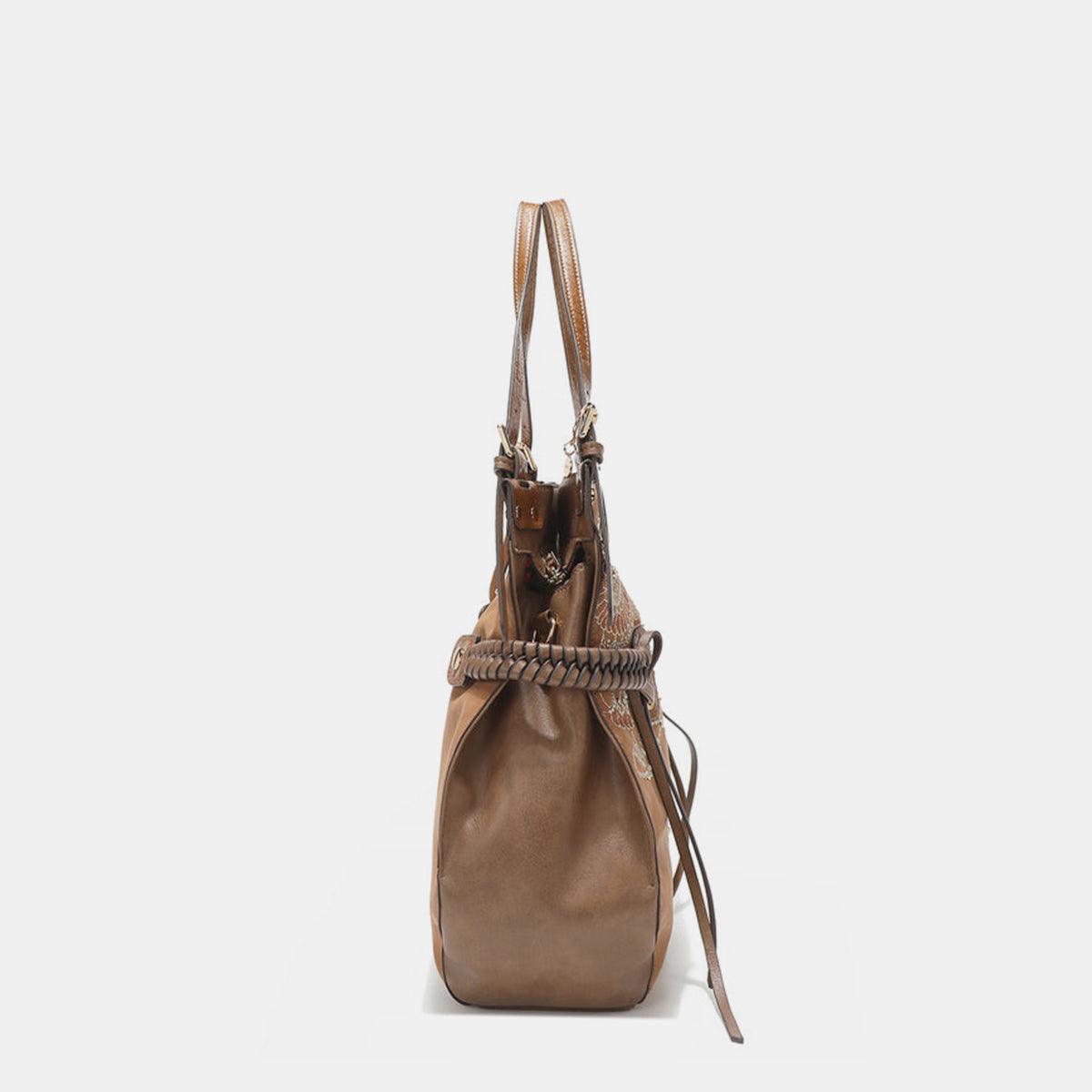 Nicole Lee USA Side Braided Tassel Inlaid Rhinestone Embroidery Hobo Bag - Clothes For Her Online Store