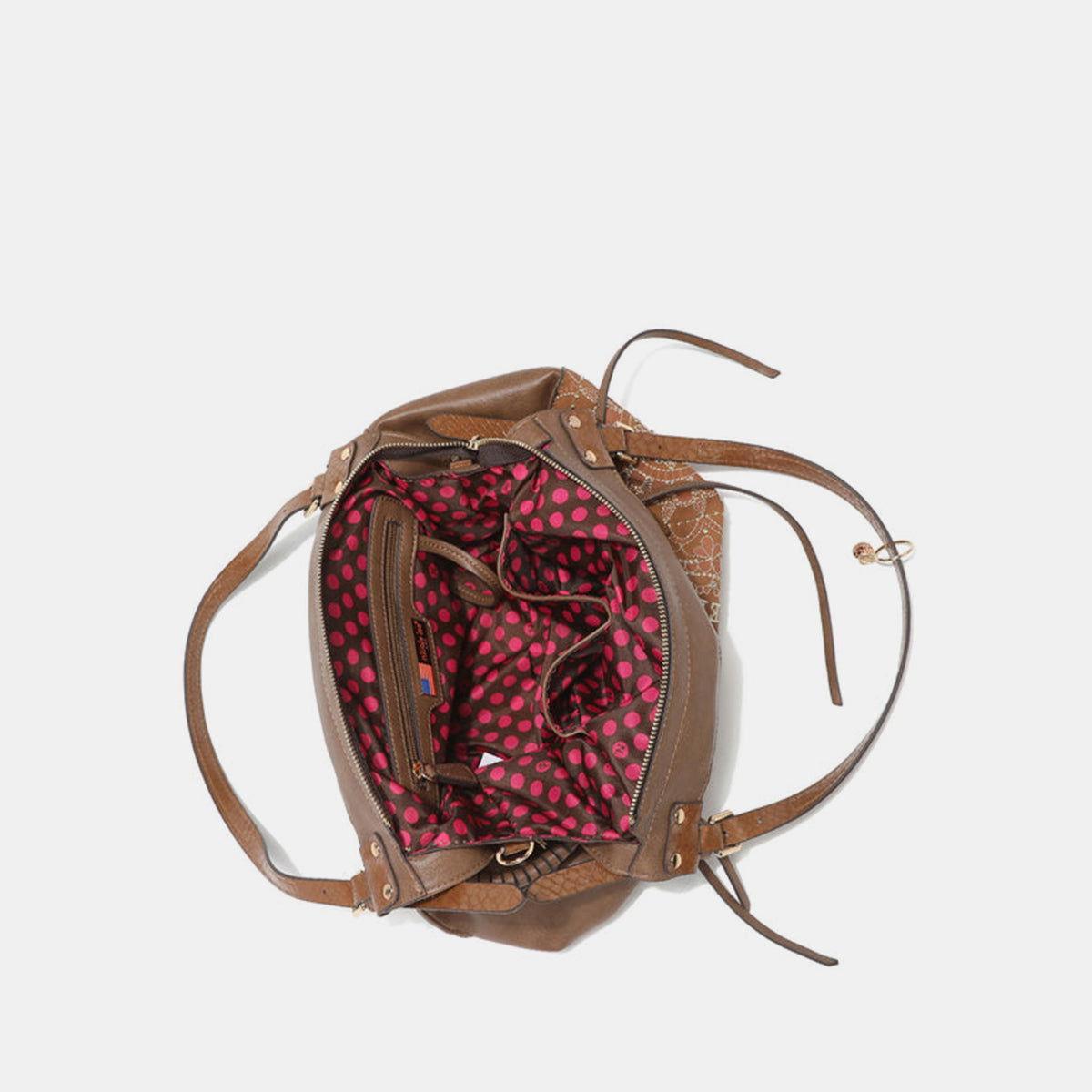 Nicole Lee USA Side Braided Tassel Inlaid Rhinestone Embroidery Hobo Bag - Clothes For Her Online Store