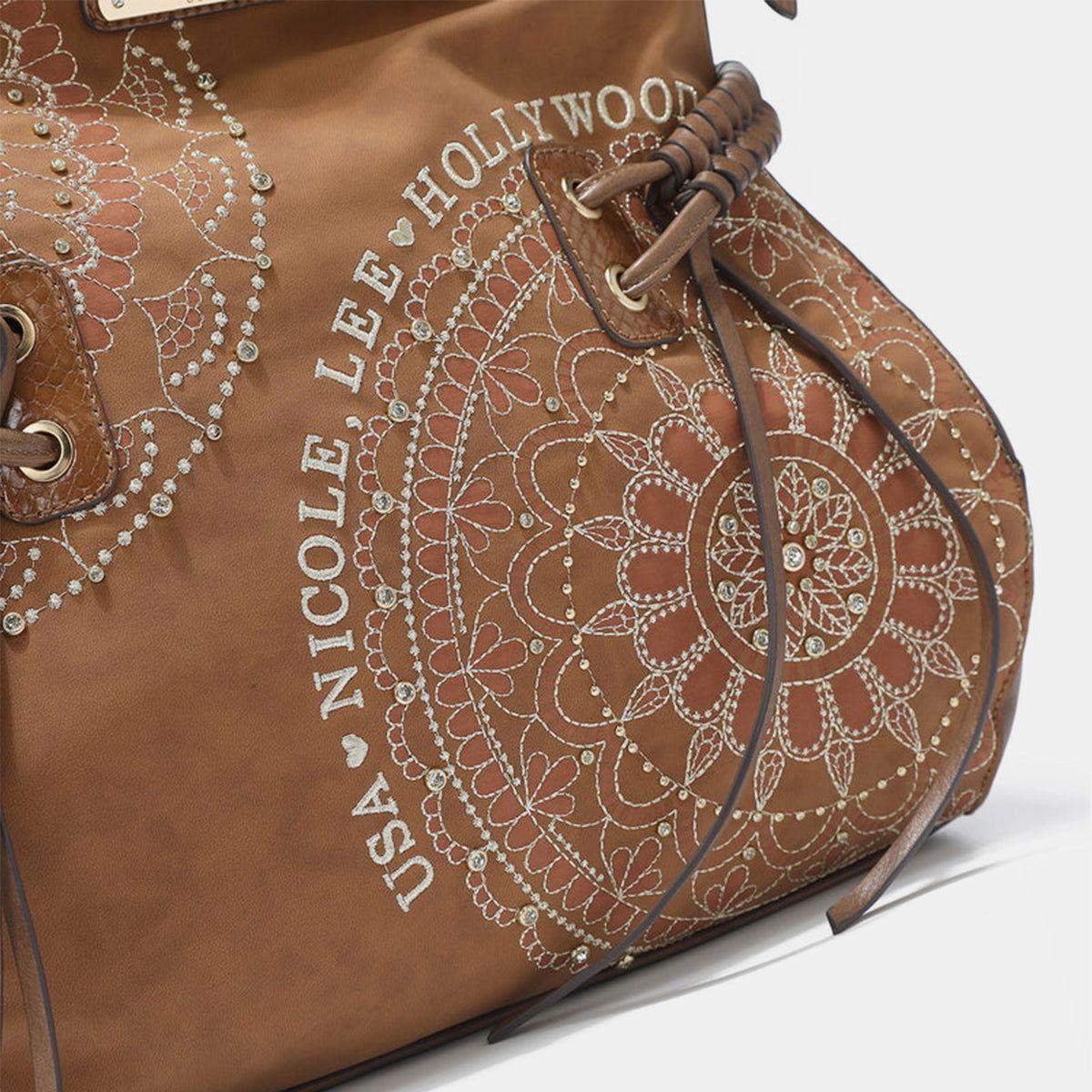 Nicole Lee USA Side Braided Tassel Inlaid Rhinestone Embroidery Hobo Bag - Clothes For Her Online Store