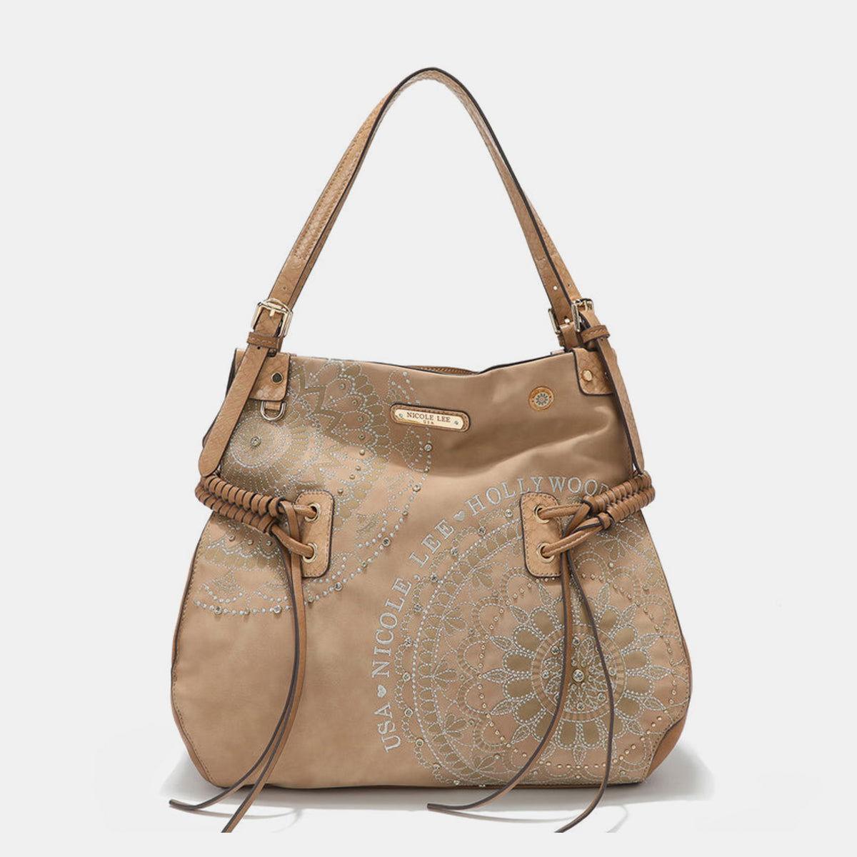 Nicole Lee USA Side Braided Tassel Inlaid Rhinestone Embroidery Hobo Bag - Clothes For Her Online Store
