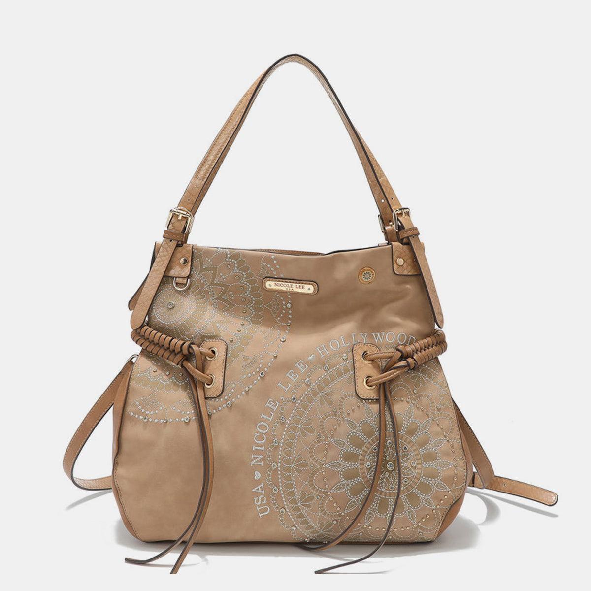 Nicole Lee USA Side Braided Tassel Inlaid Rhinestone Embroidery Hobo Bag - Clothes For Her Online Store