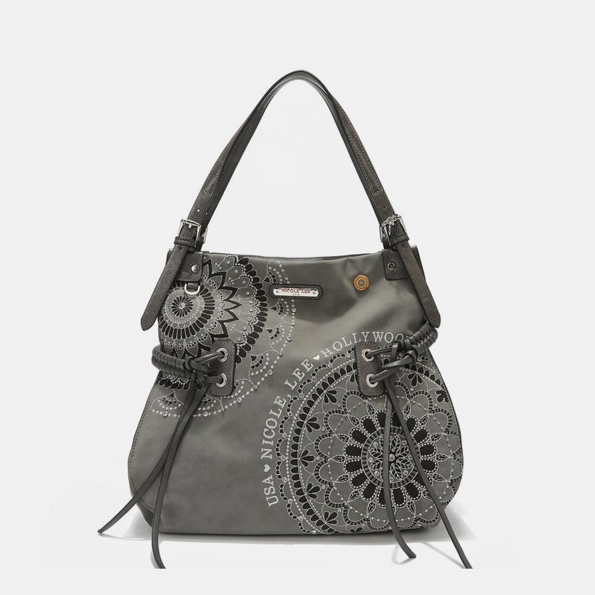 Nicole Lee USA Side Braided Tassel Inlaid Rhinestone Embroidery Hobo Bag - Clothes For Her Online Store