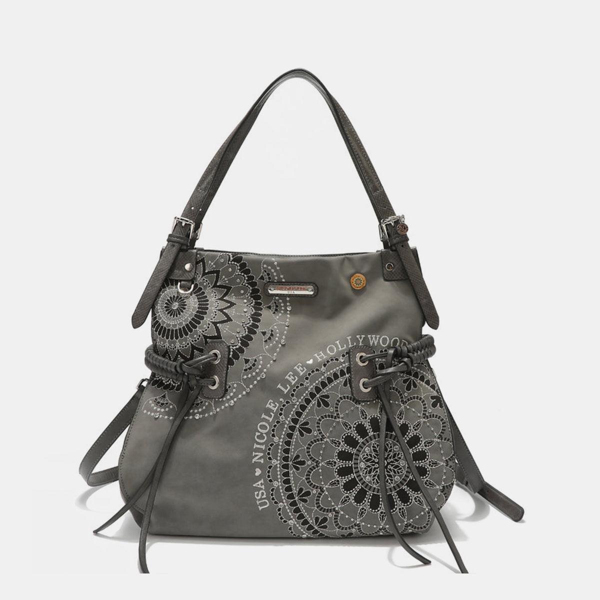 Nicole Lee USA Side Braided Tassel Inlaid Rhinestone Embroidery Hobo Bag - Clothes For Her Online Store