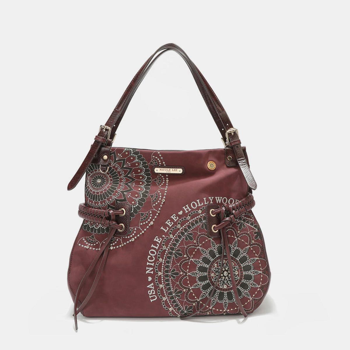 Nicole Lee USA Side Braided Tassel Inlaid Rhinestone Embroidery Hobo Bag - Clothes For Her Online Store