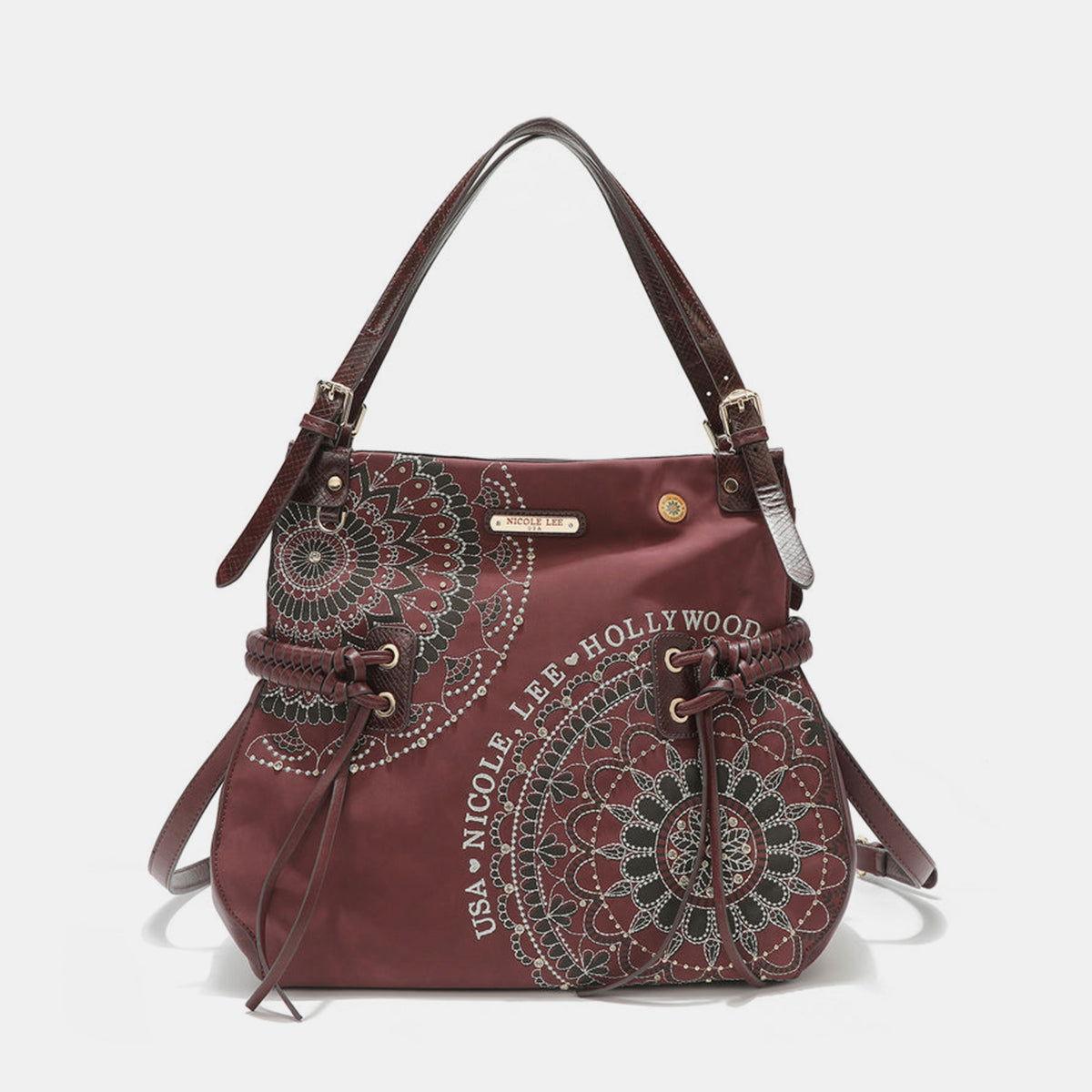 Nicole Lee USA Side Braided Tassel Inlaid Rhinestone Embroidery Hobo Bag - Clothes For Her Online Store