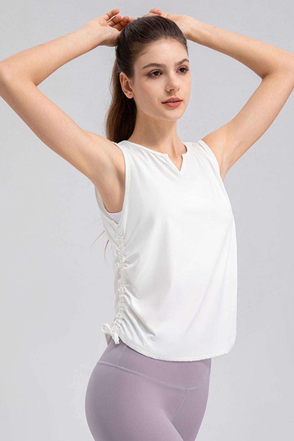 Notched Wide Strap Active Tank - Clothes For Her Online Store