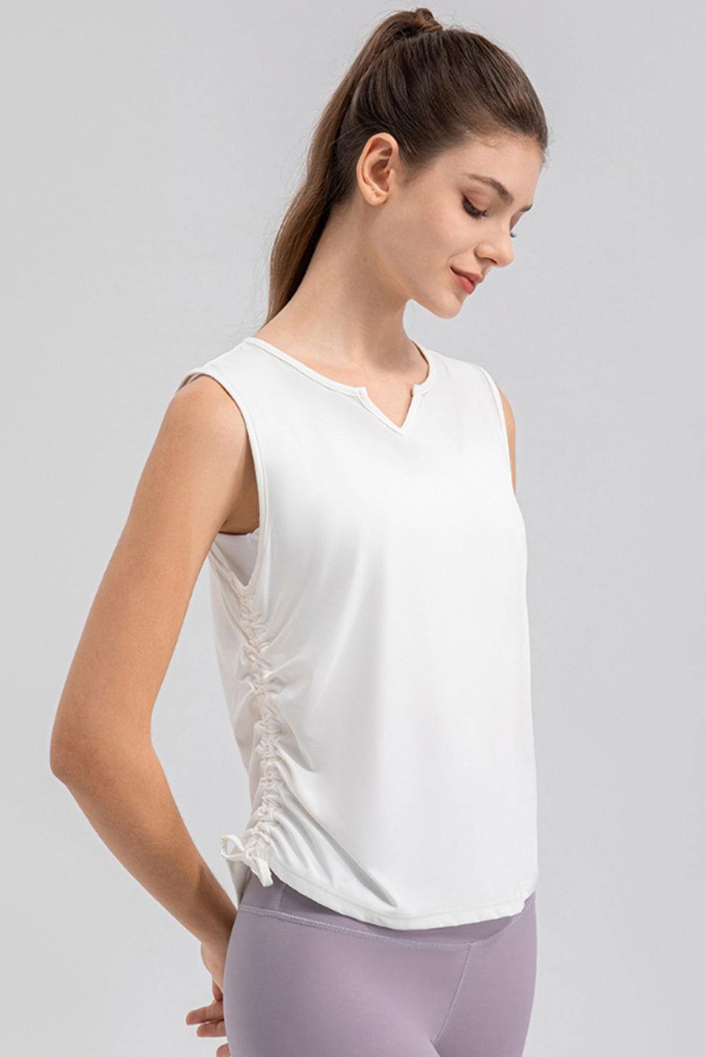Notched Wide Strap Active Tank - Clothes For Her Online Store