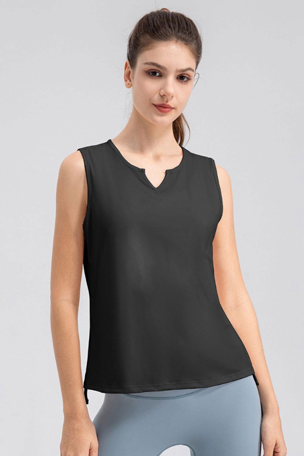 Notched Wide Strap Active Tank - Clothes For Her Online Store