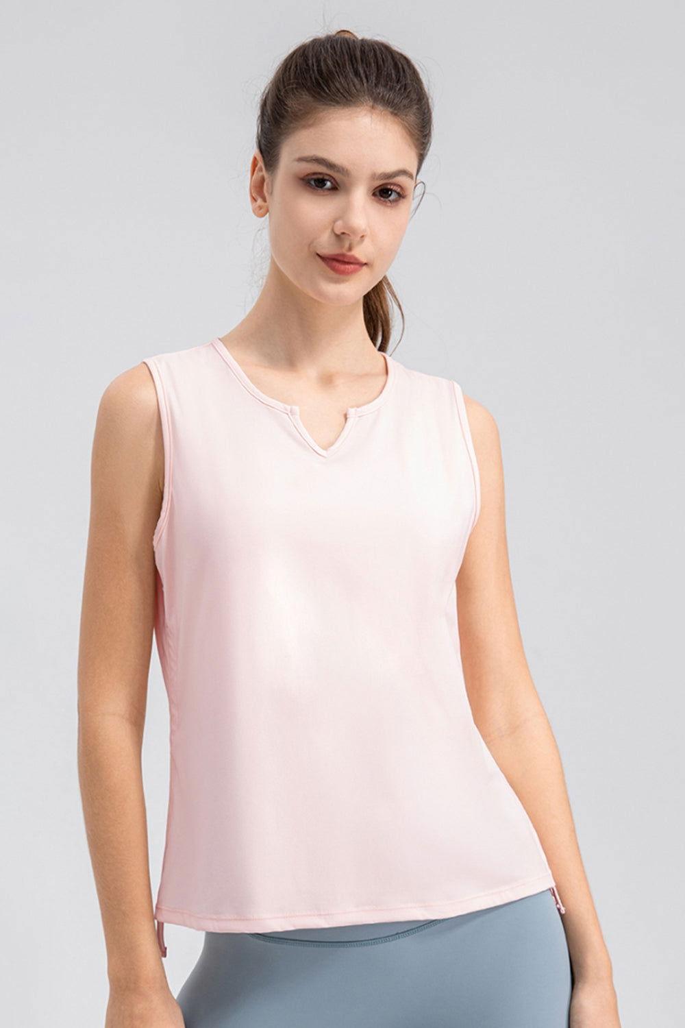 Notched Wide Strap Active Tank - Clothes For Her Online Store