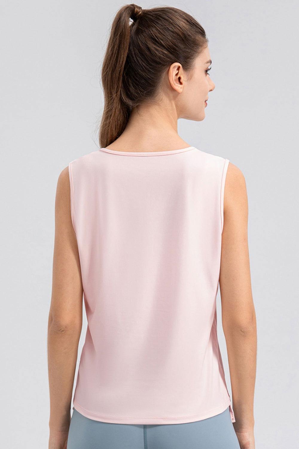 Notched Wide Strap Active Tank - Clothes For Her Online Store
