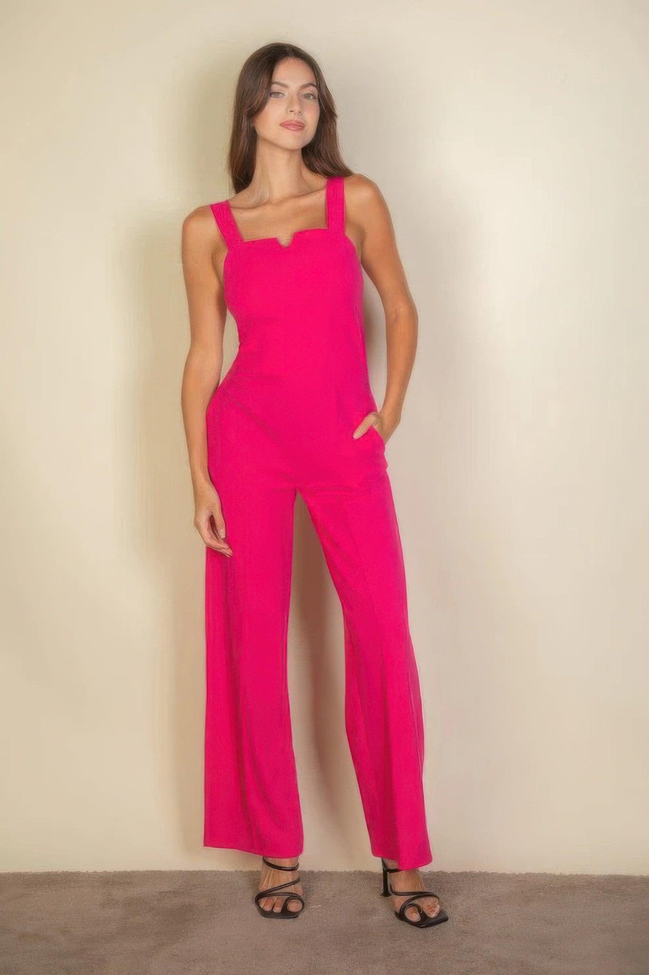 Notched neck cami jumpsuit - Clothes For Her Online Store