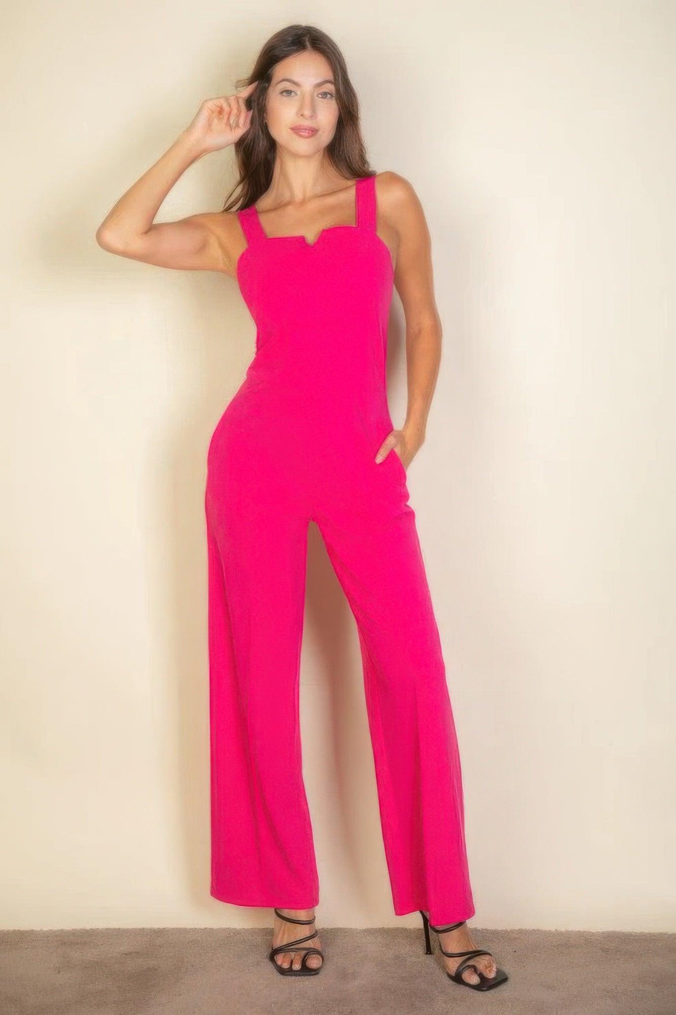 Notched neck cami jumpsuit - Clothes For Her Online Store