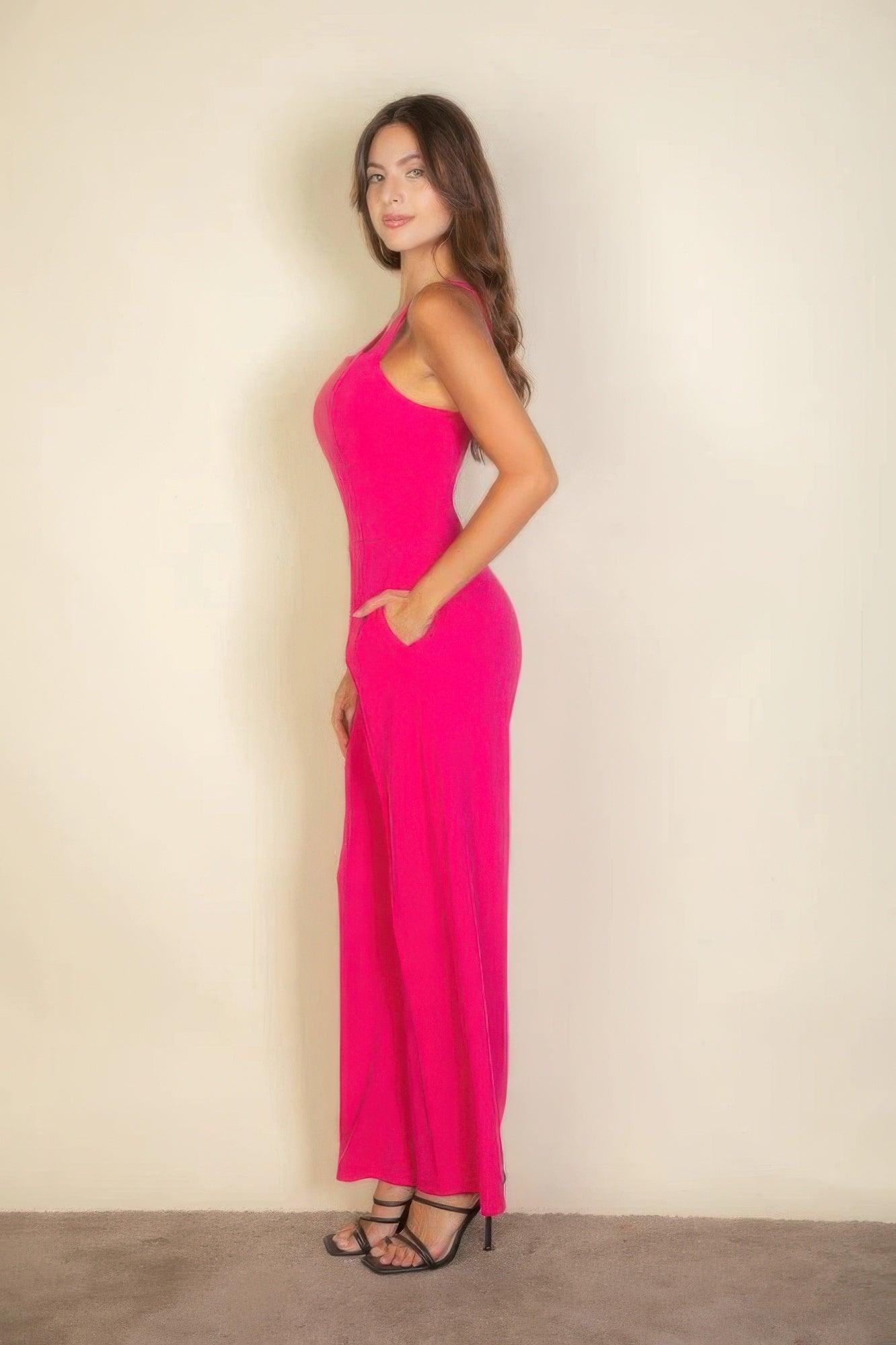 Notched neck cami jumpsuit - Clothes For Her Online Store