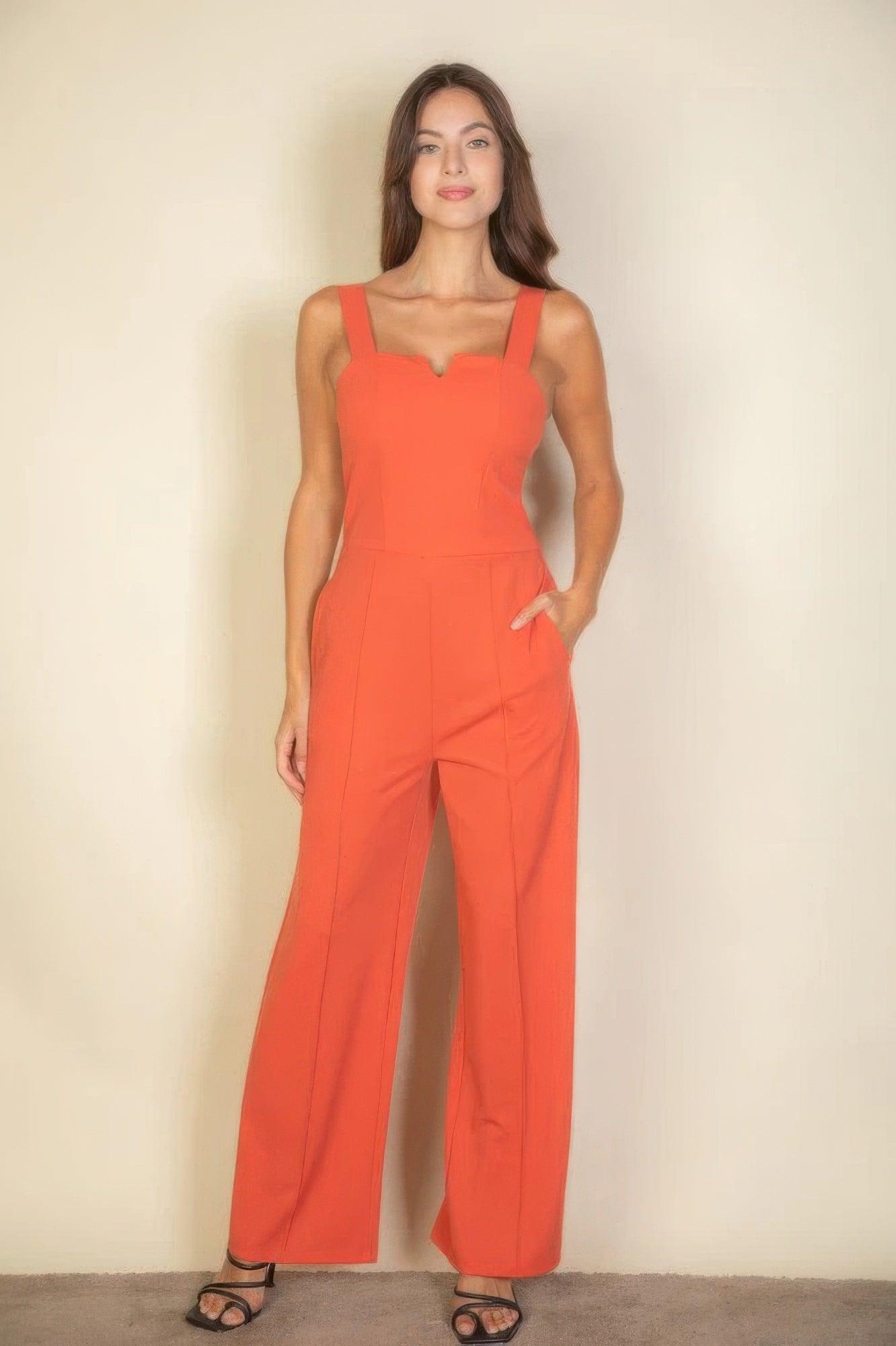 Notched neck cami jumpsuit - Clothes For Her Online Store