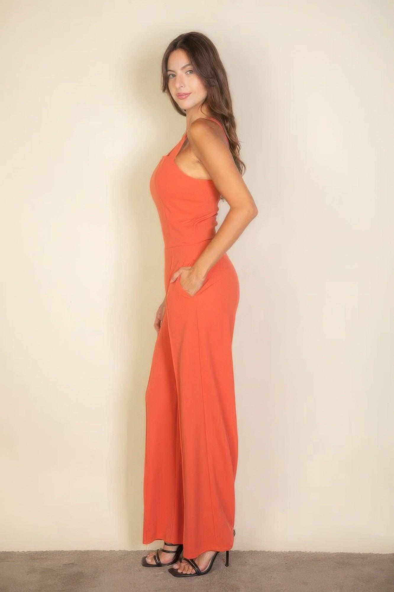 Notched neck cami jumpsuit - Clothes For Her Online Store