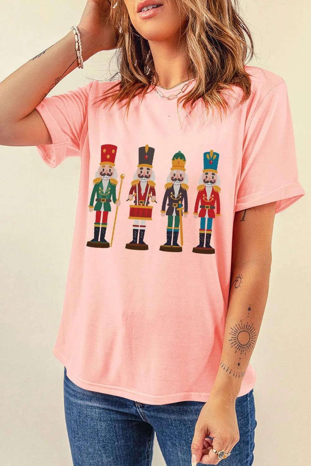 Nutcracker Round Neck Short Sleeve T-Shirt - Clothes For Her Online Store