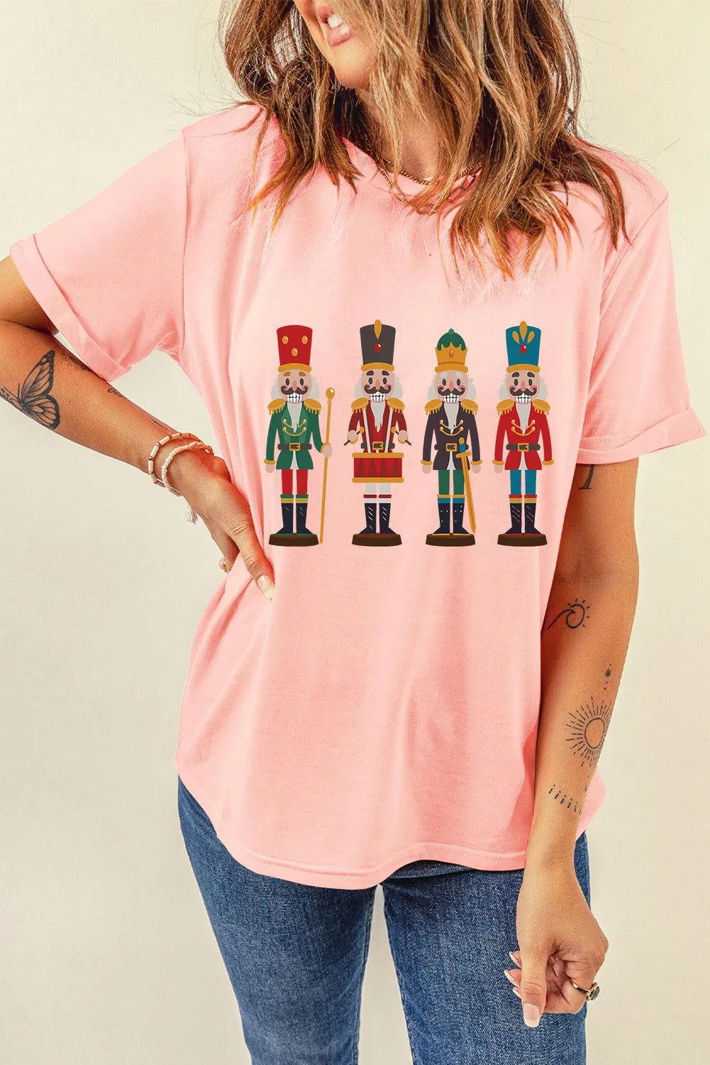 Nutcracker Round Neck Short Sleeve T-Shirt - Clothes For Her Online Store