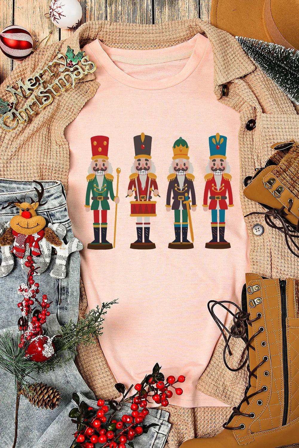 Nutcracker Round Neck Short Sleeve T-Shirt - Clothes For Her Online Store