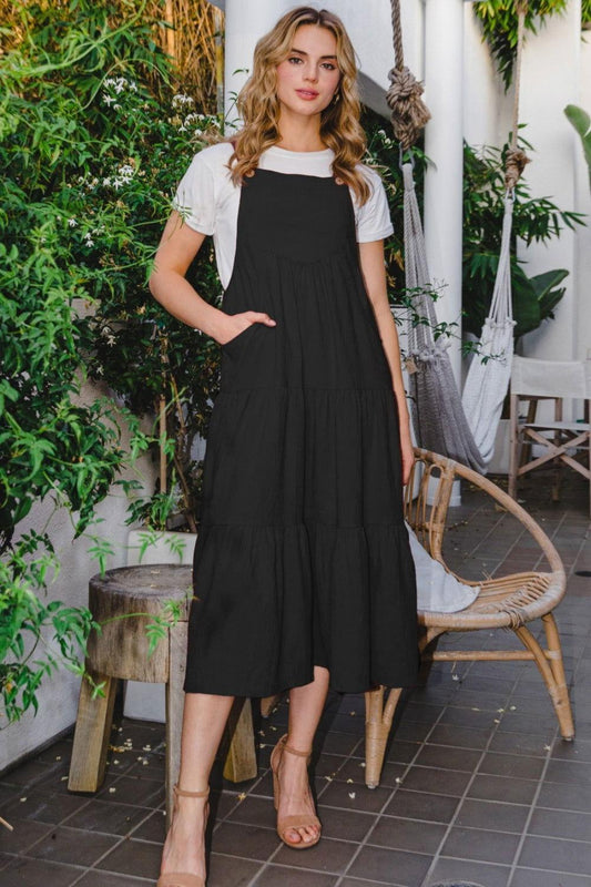 ODDI Full Size Sleeveless Tiered Midi Dress - Clothes For Her Online Store