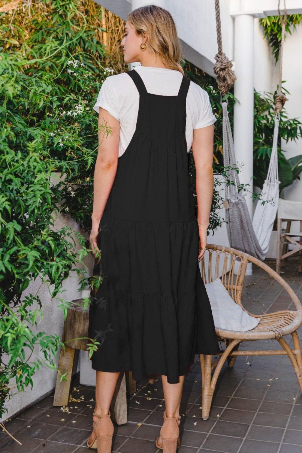 ODDI Full Size Sleeveless Tiered Midi Dress - Clothes For Her Online Store