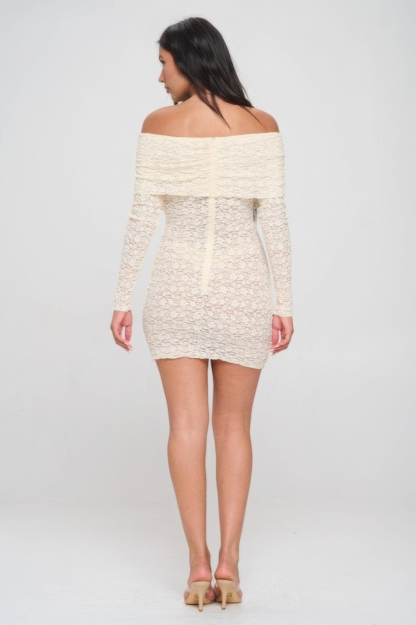 Off Shoulder Lace Dress - Clothes For Her Online Store