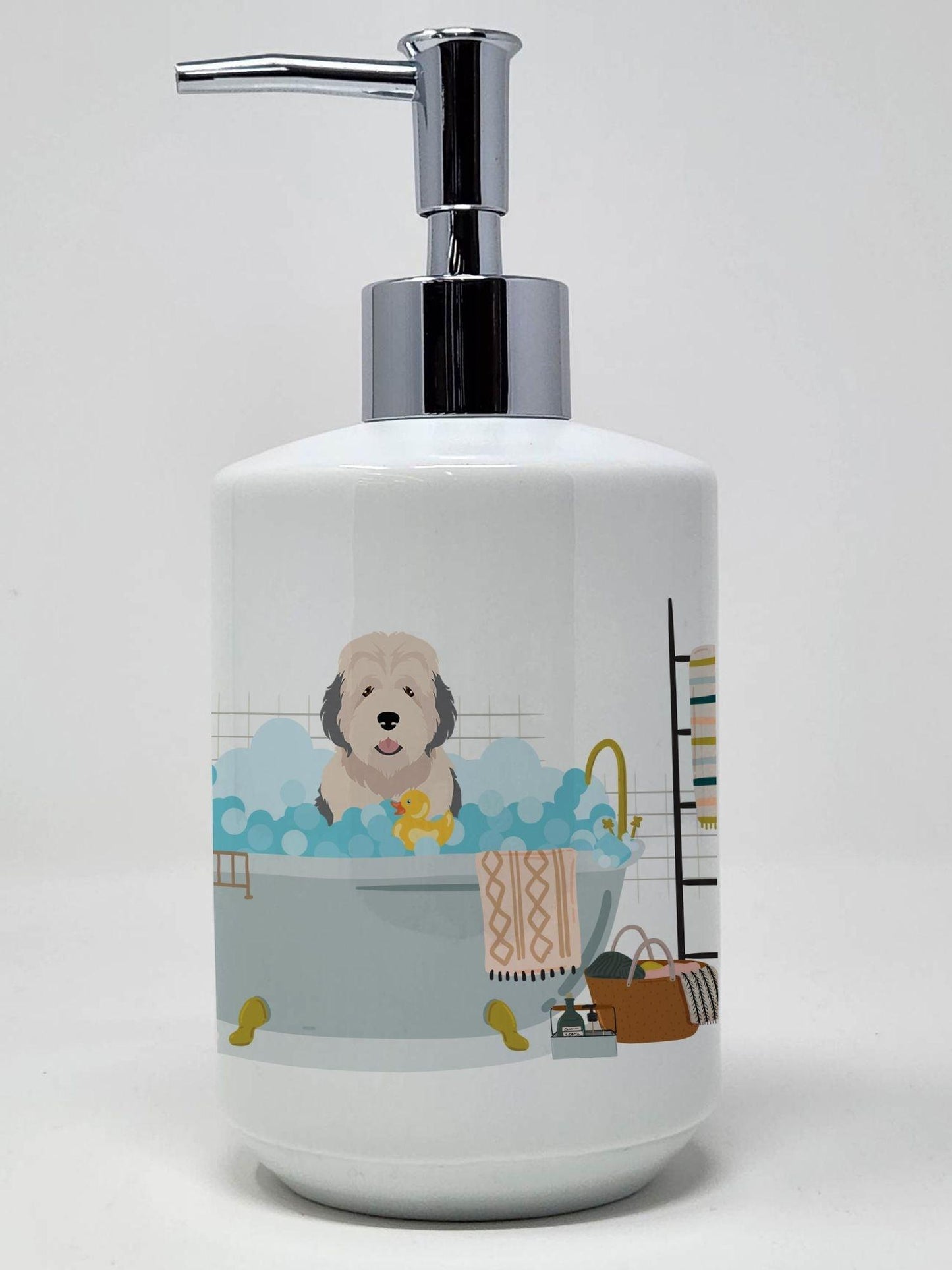 Old English Sheepdog Ceramic Soap Dispenser Hand Soap Dispenser Pump Bottles for Bathroom Kitchen, Empty Refillable Liquid Soap Container - Clothes For Her Online Store