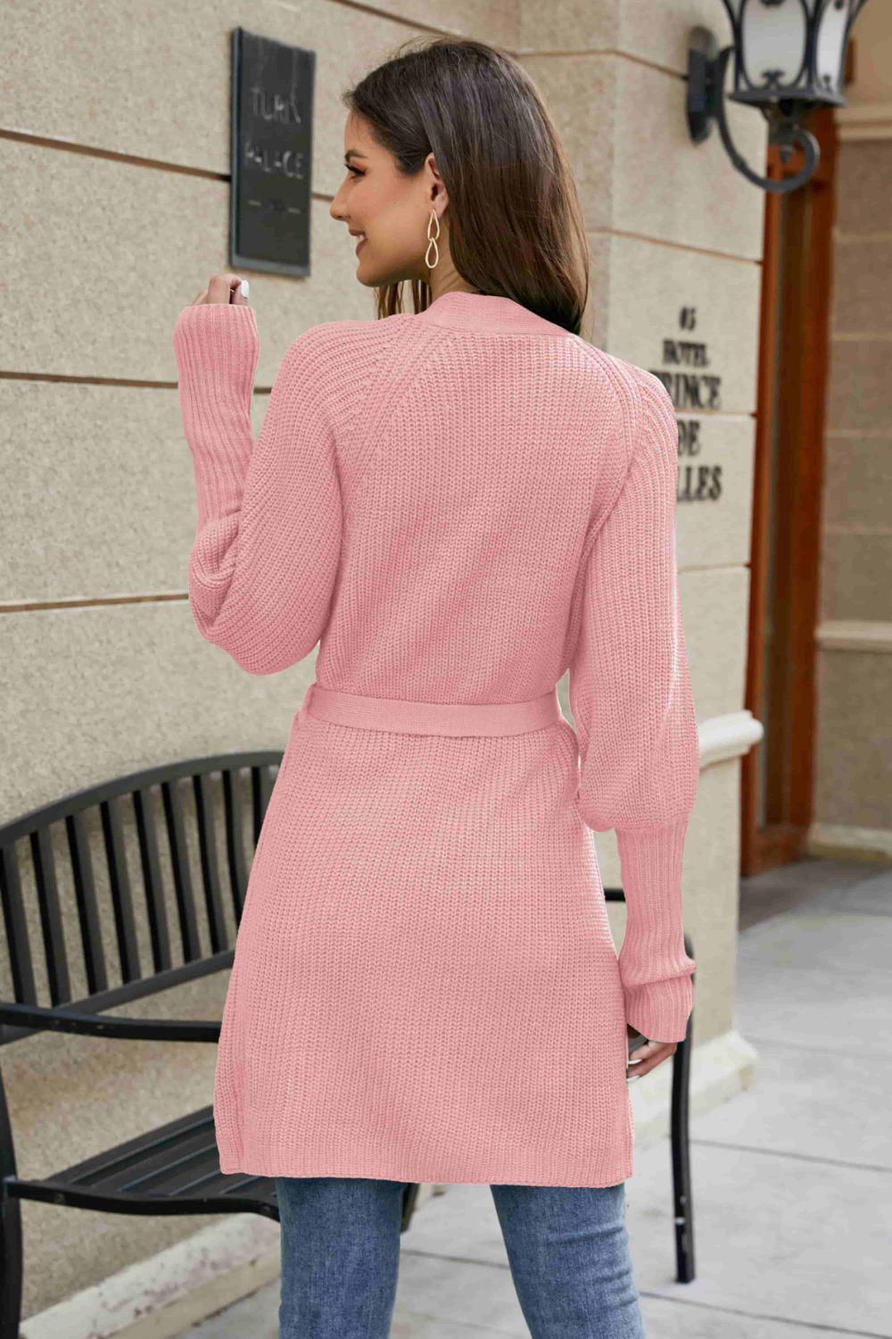 Open Front Lantern Sleeve Cardigan - Clothes For Her Online Store
