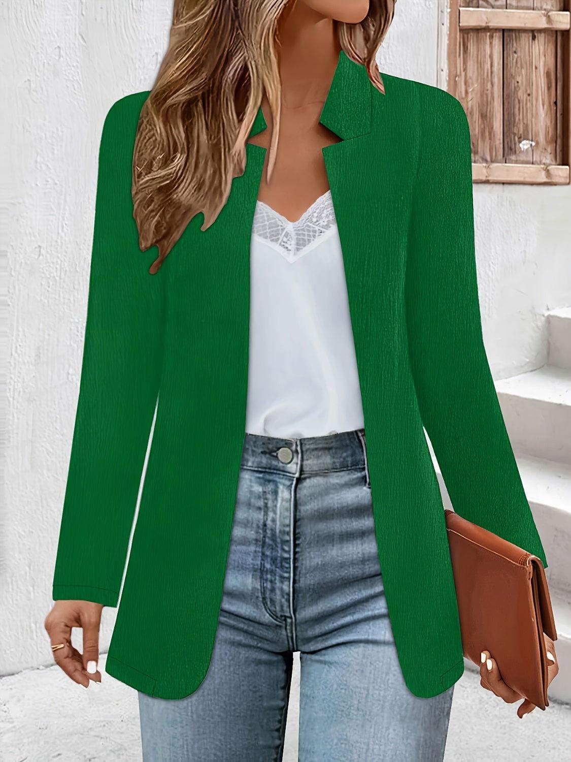 Open Front Long Sleeve Jacket - Clothes For Her Online Store