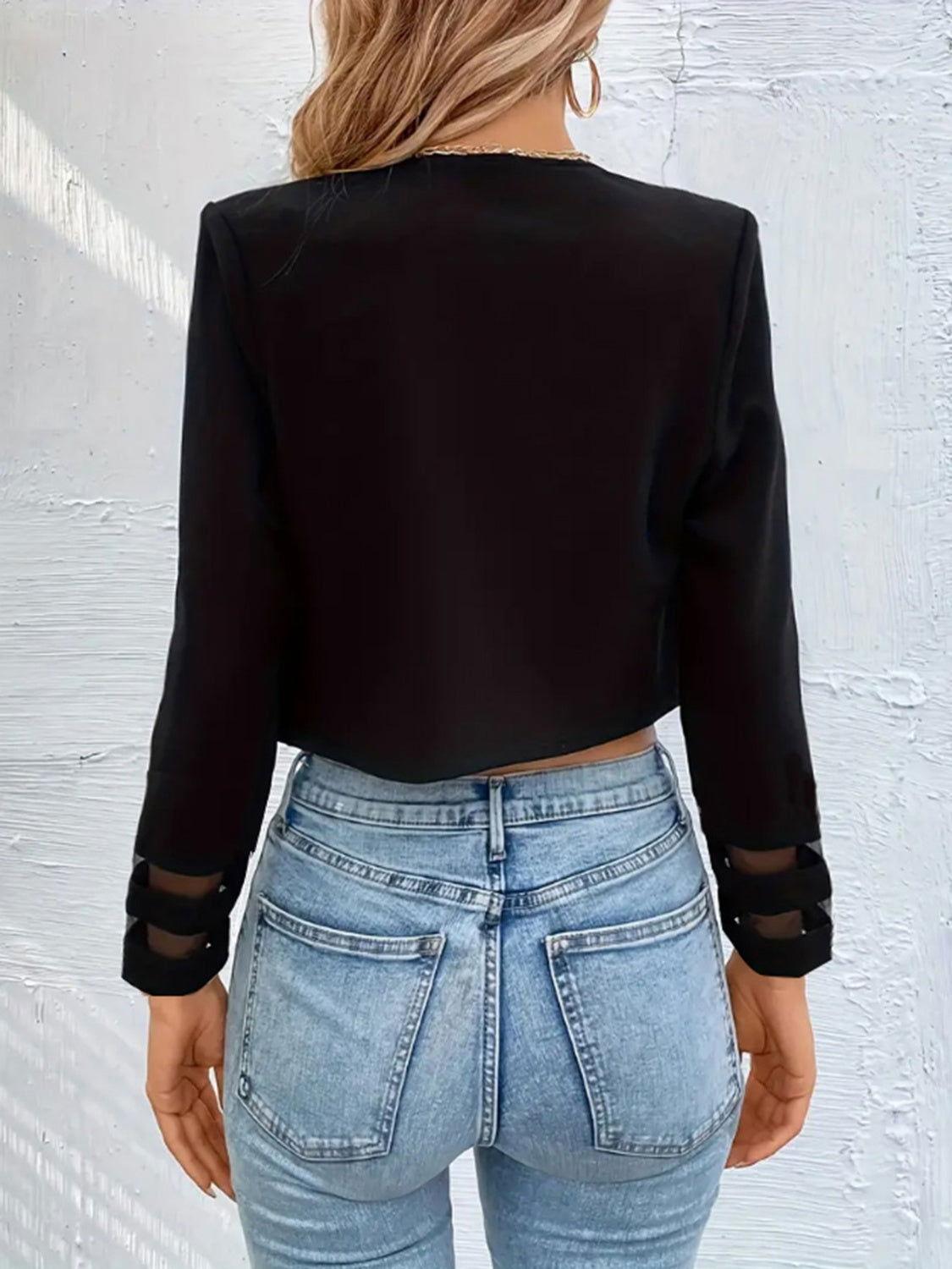 Open Front Long Sleeve Jacket - Clothes For Her Online Store