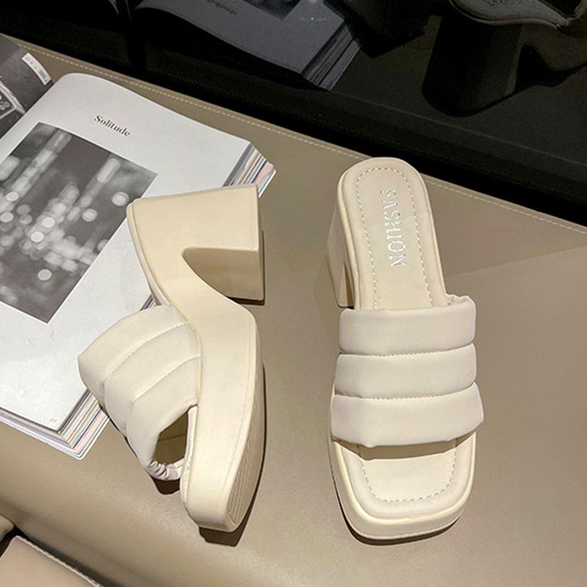 Open Toe Block Heel Sandals - Clothes For Her Online Store