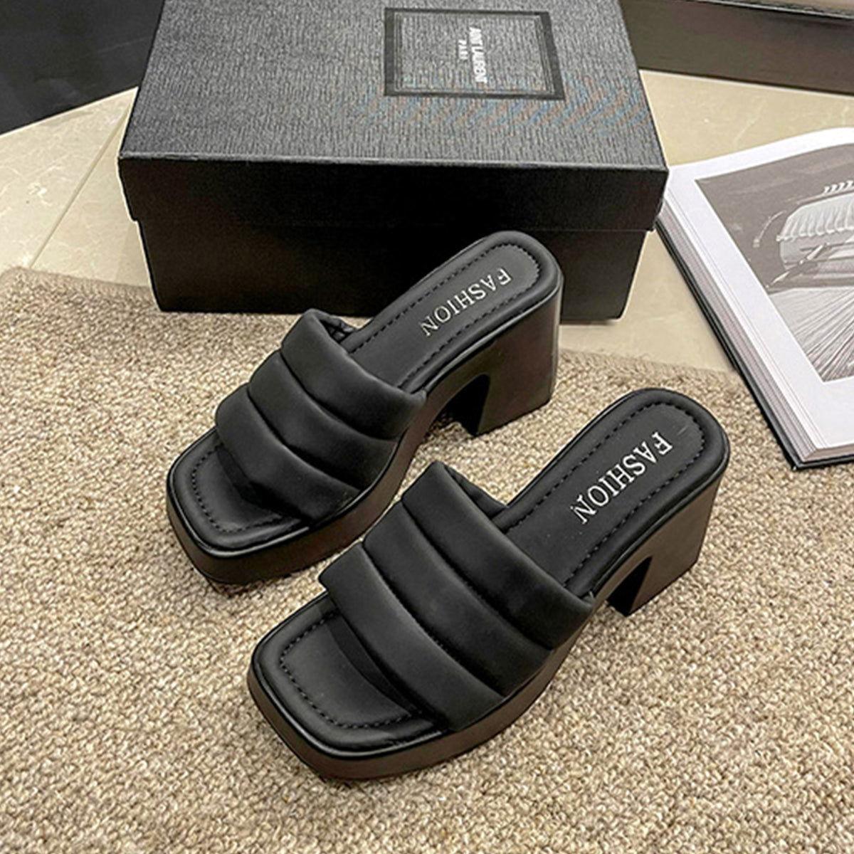 Open Toe Block Heel Sandals - Clothes For Her Online Store