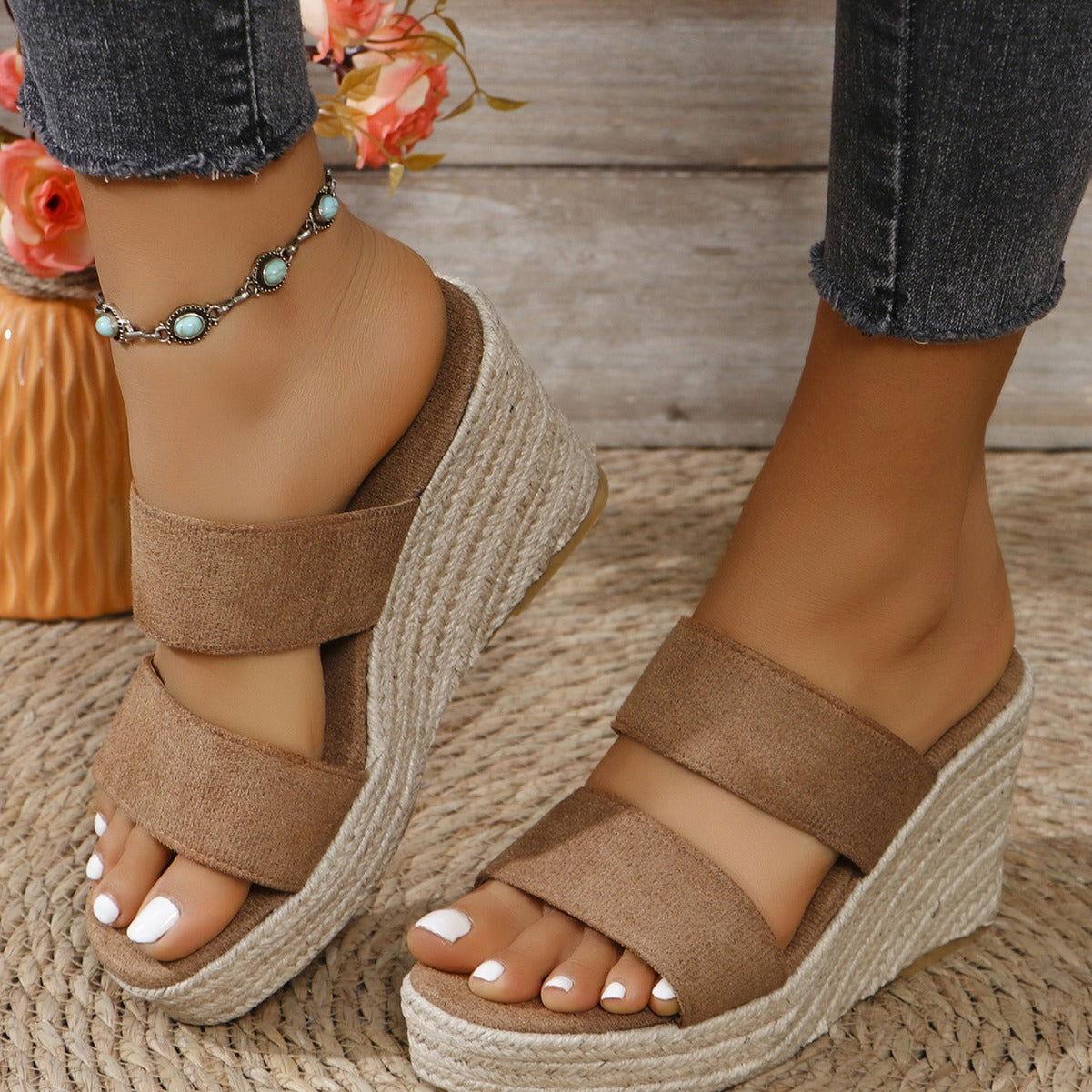Open Toe Platform Wedge Sandals - Clothes For Her Online Store