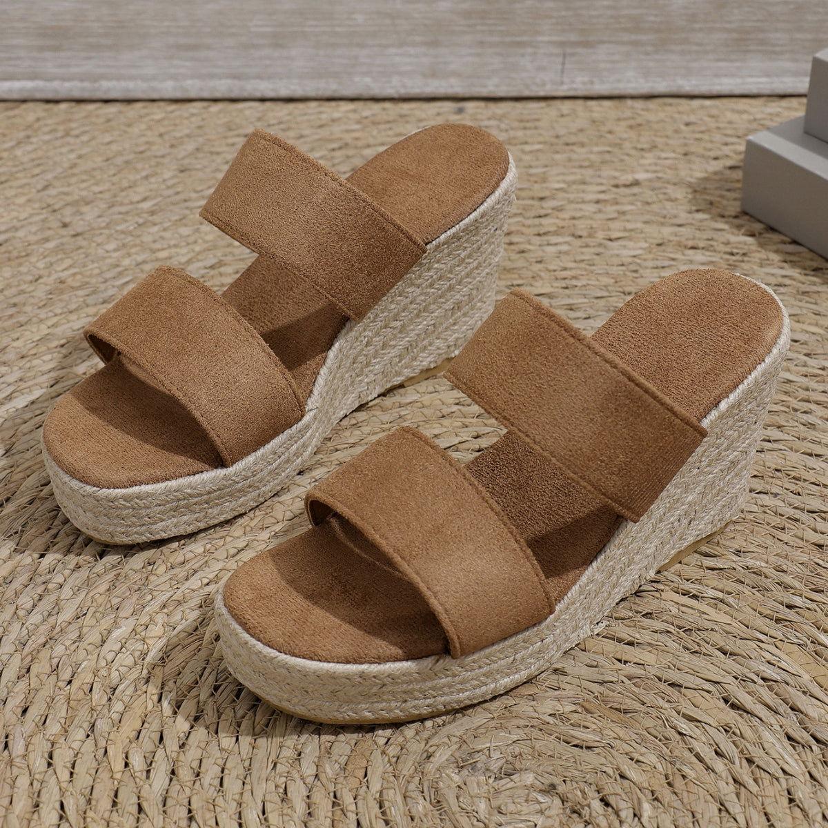 Open Toe Platform Wedge Sandals - Clothes For Her Online Store