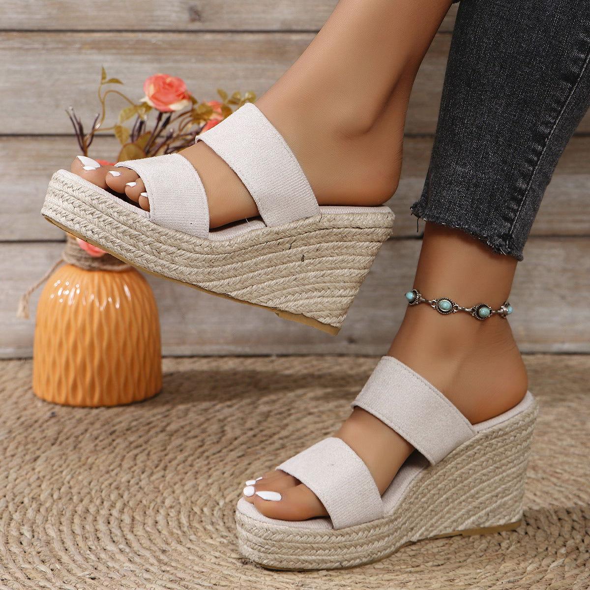 Open Toe Platform Wedge Sandals - Clothes For Her Online Store