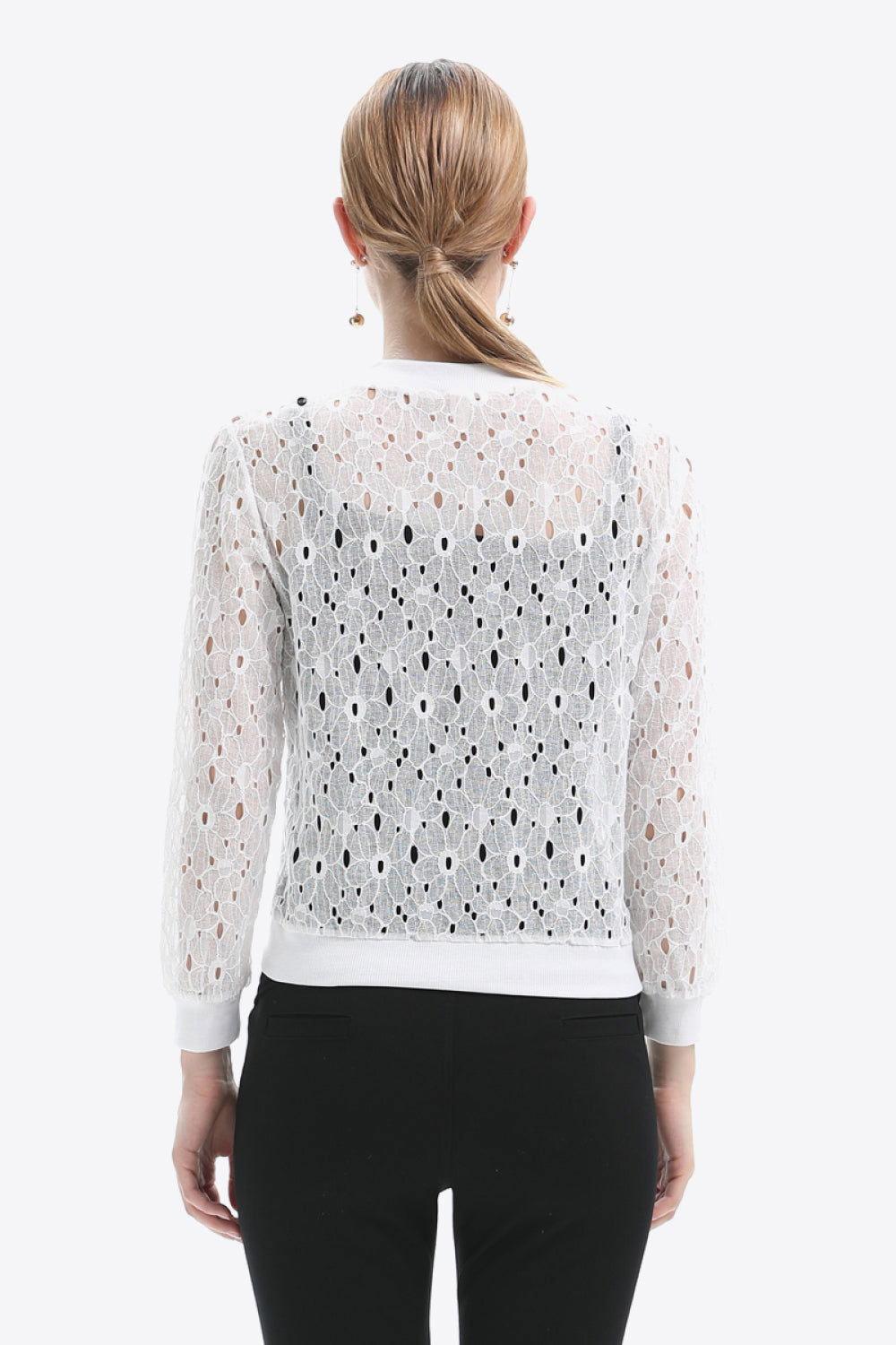 Openwork Zip Up Jacket - Clothes For Her Online Store