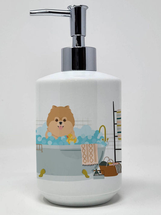 Orange Pomeranian Ceramic Soap Dispenser Hand Soap Dispenser Pump Bottles for Bathroom Kitchen, Empty Refillable Liquid Soap Container - Clothes For Her Online Store