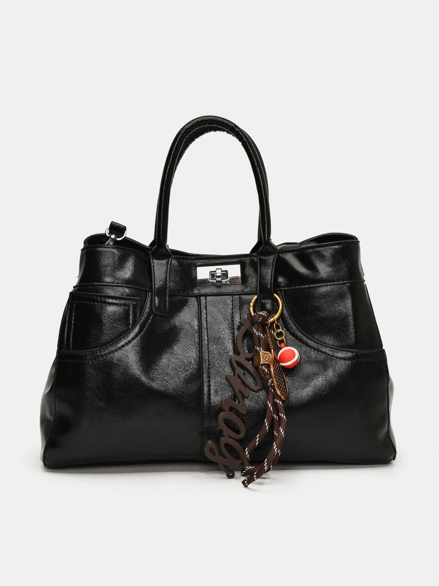 PU Leather Handbag with Pendant - Clothes For Her Online Store